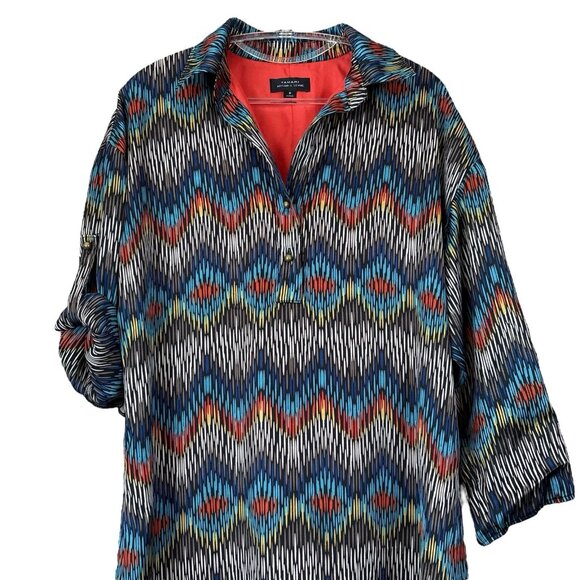 Tahari ASL Levine Abstract Chevron Tab Sleeve Cocktail Dress Multicolor Size 8 - Picture 3 of 10